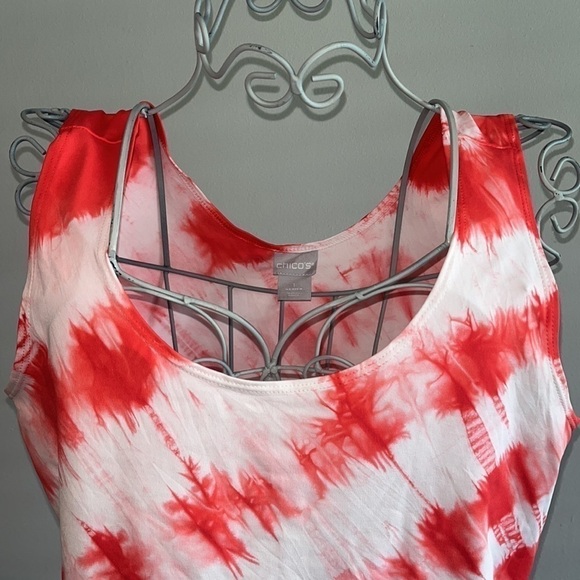 Chico's Flame Scarlet Tie-Dye Microfiber Tank Size 1 like new condition - Picture 2 of 4